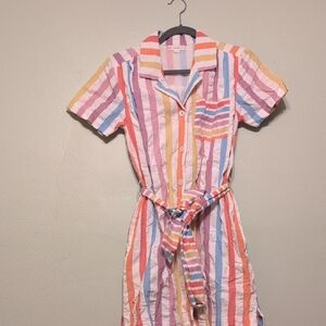 Colorful Striped Button-Up Dress